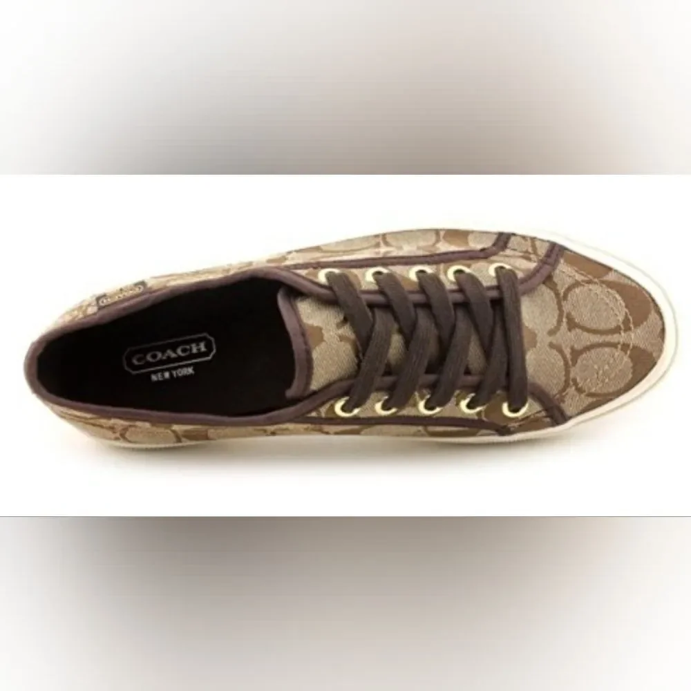 Coach Designer Kalyn Signature C Logo Tan Khaki Jacquard Sneakers 6